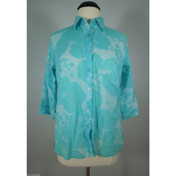 BLAST Shirt M MEDIUM Petites Womens Floral Print Button Down - Picture 6 of 6